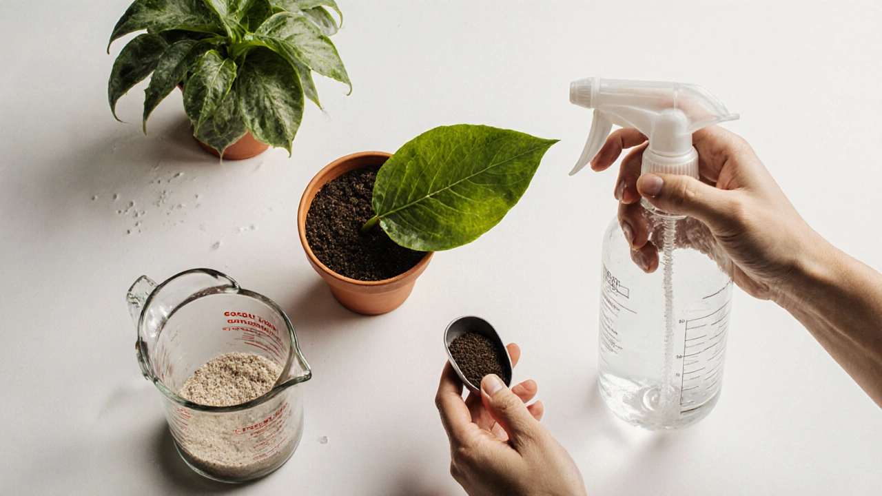 Close‑up of hands planting a snake‑plant leaf cutting with soil and compost tea.