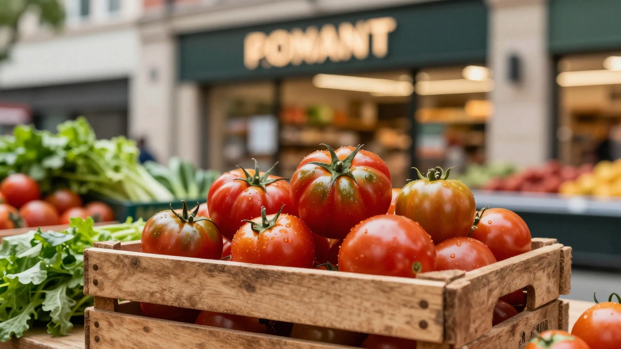 Crate of premium cherry and plum tomatoes ready for direct sale