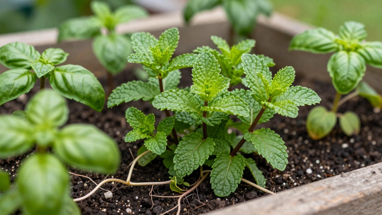 Mint plants aggressively choking other vegetables in bed